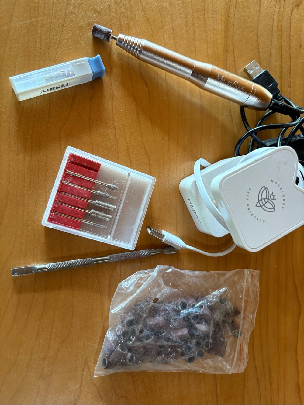 Electric Nail Drill Kit - Silver Handpiece with Accessories
